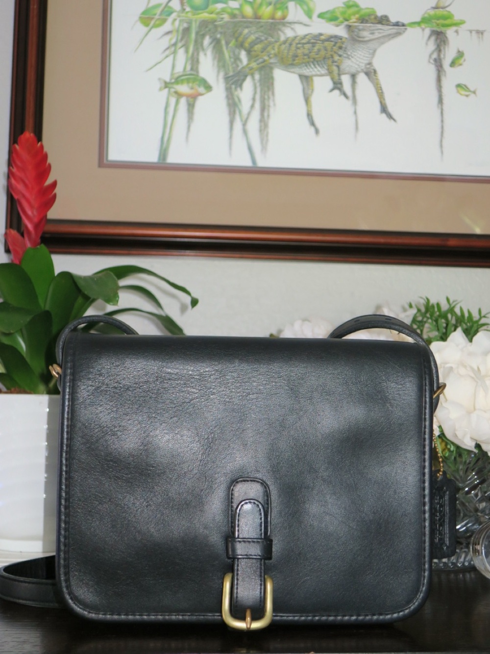 Vintage NYC Coach Black Saddle Pouch